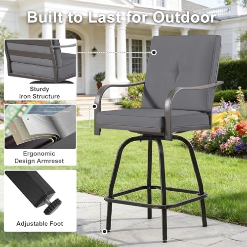 Outdoor Swivel Bar Stools Set of 6, High Top Patio Chairs - Image 6