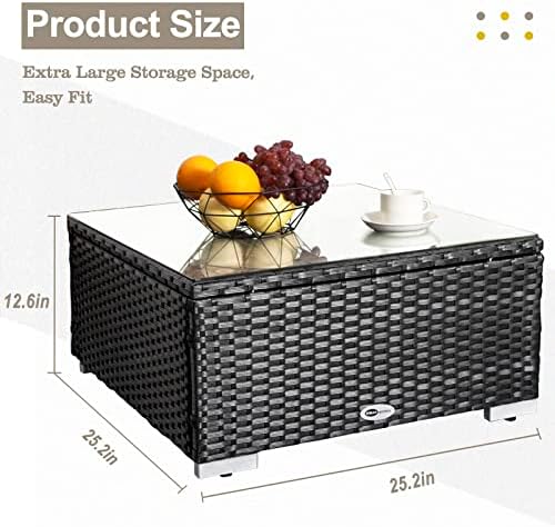 DIMAR GARDEN Outdoor Coffee Table Wicker Patio Side Table - Image 2