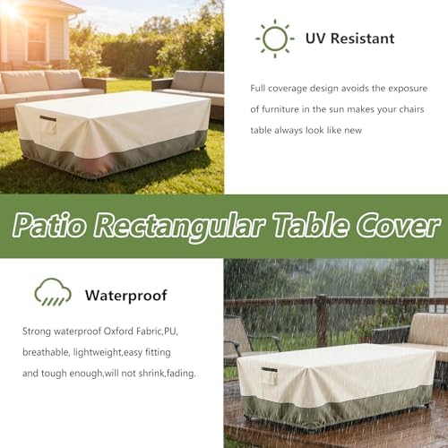 60 Inch Rectangular/Oval Patio Table Cover, Heavy Duty Waterproof Outdoor - Image 6