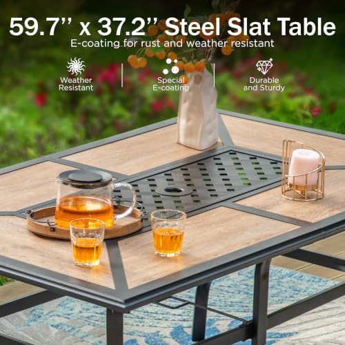 PHI VILLA Patio Dining Set, for 6, Swivel Chairs - Image 5