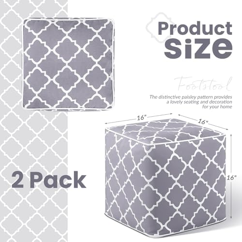 2 Pack Inflatable Outdoor Ottoman Pouf Waterproof Cube 16" Square Blow up - Image 2