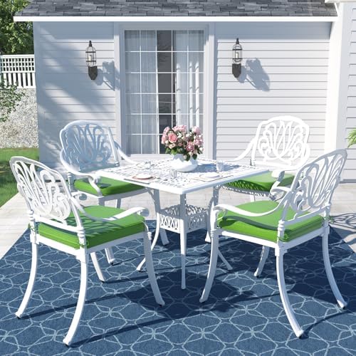 35.4" Square Patio Dinning Table, Outdoor Cast Aluminum Dinning Large Table - Image 2