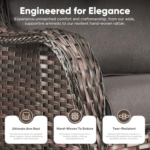 Outdoor Swivel Chairs Set of 2, Patio Wicker Rocker Chairs, All Weather Patio - Image 5