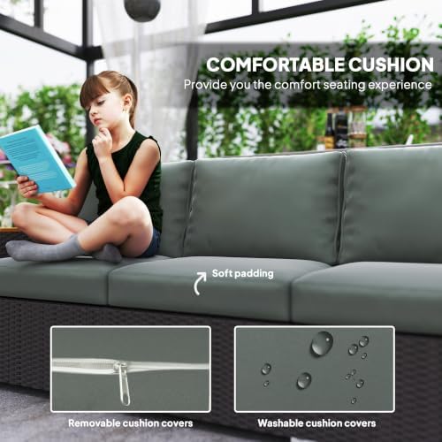 Outsunny 3-Seat Outdoor Patio Sofa Couch 24.5" Wide Deep Seats Dark Gray - Image 5