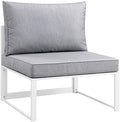 Modway Fortuna Aluminum Outdoor Patio Armless Chair in White Gray by Modway