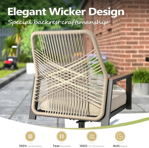 9pc Patio Dining Set, 57.5" Square Metal Table, 8 Swivel Chairs - Image 2