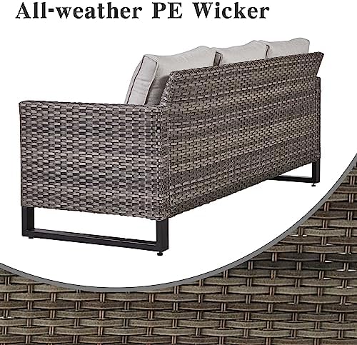 Wicker Patio Furniture 5 Piece Outdoor Sofa Set, Oversize Outdoor Dining Chairs - Image 5