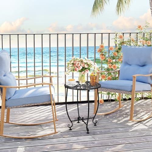 17Inch Height Patio Side Table, Outdoor Metal Side Tables, Weather Resistant - Image 4