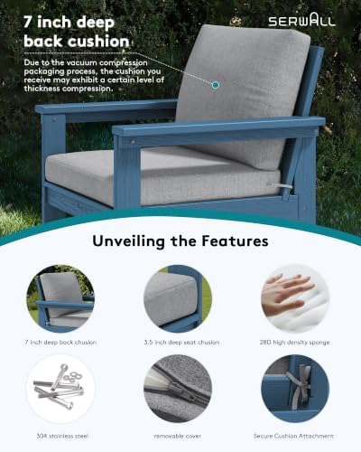 SERWALL HDPE Outdoor Patio Furniture Set Outdoor Couch - Image 4