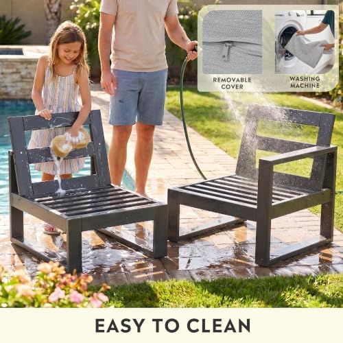 Rockaway Outdoor 4-Piece HDPE L-Shaped Modular Patio Sofa Furniture Set - Image 7