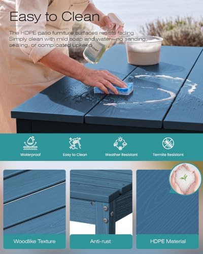 SERWALL Outdoor Dining Set, 7 Piece Armless Dining Set - Image 7