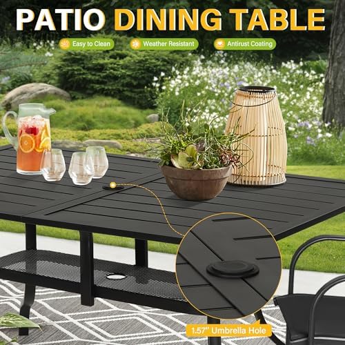 Oakcloud 60"x36" Patio Dining Table, Outdoor Metal Rectangular Table Patio - Image 4