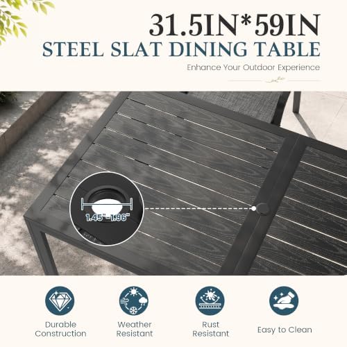 7PCS Patio Dining Set, Steel Table & 6 Textilene Chairs - Image 5