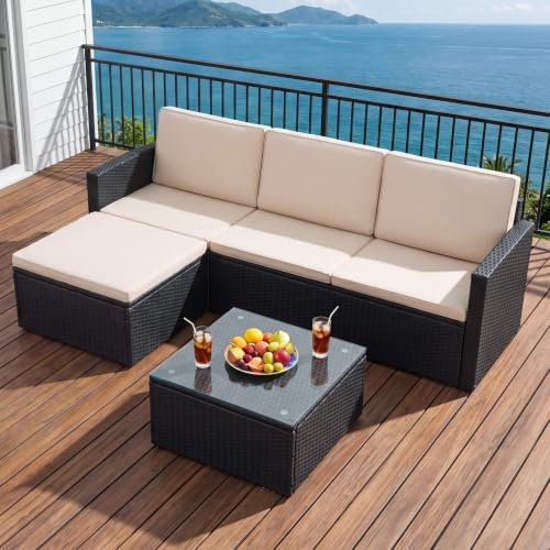 Greesum 3 Piece Patio Furniture Set Outdoor Wicker Rattan Sectional Sofa - Image 3