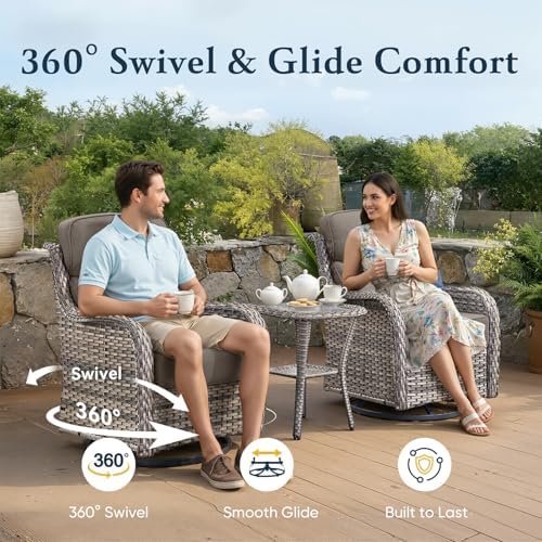 Luxury 6" Thick Cushioned Outdoor Swivel Rocker Chairs Set of 4 - Image 3