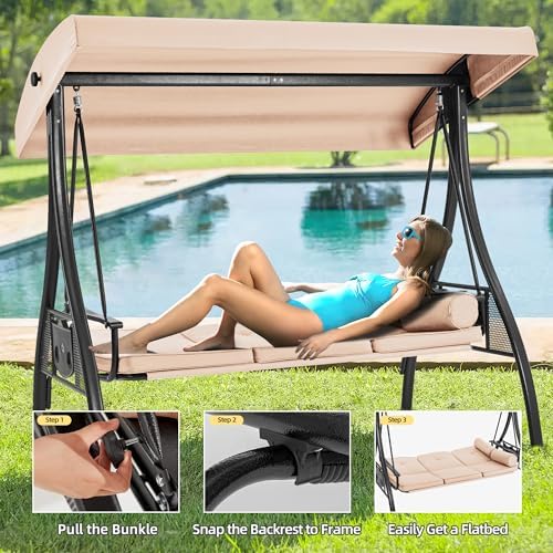 HOMREST 3 Seat Porch Swing - Image 5