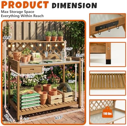 Outdoor Garden Potting Bench - Image 2