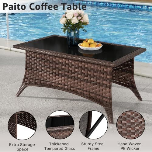 Patio Furniture Set with Chairs, All-Weather Outdoor Wicker Sofa with Ottomans - Image 5