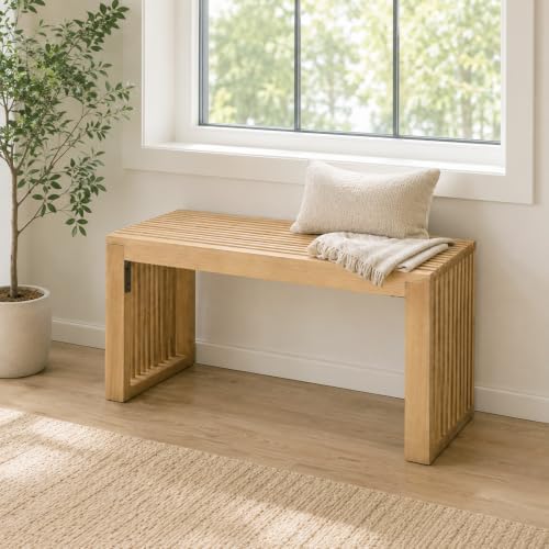 SwallowLiving Solid Wood Entryway Bench 30" Farmhouse Dining Room Slatted - Image 6