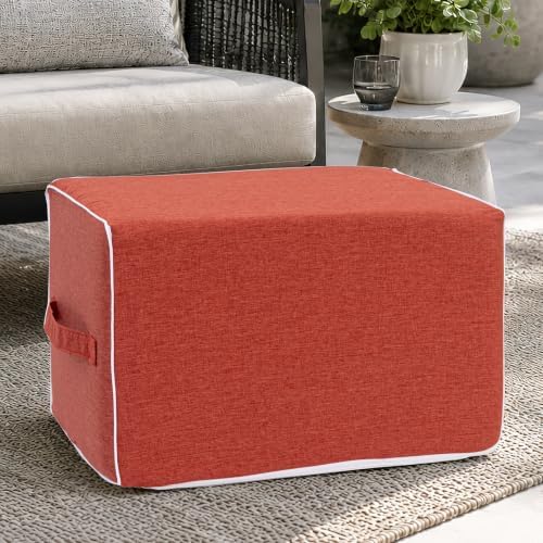 Patio Outdoor Ottoman & Footrest Pouf – All-in-One Foam-Filled Design, - Image 3