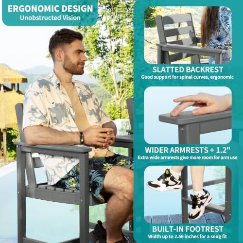 5 Pcs HDPE Bar Height Adirondack Chairs and Table Set - Image 4