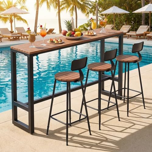 Extra Long Outdoor Bar Height Table, Patio Bar Tables High Counter Table by MISXEOE
