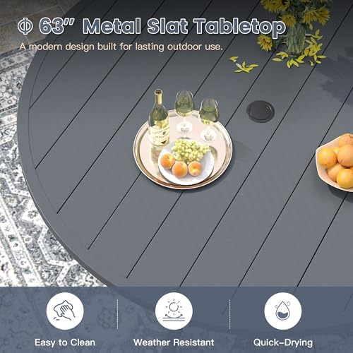 VICLLAX 63" Outdoor Patio Dining Table - Image 4