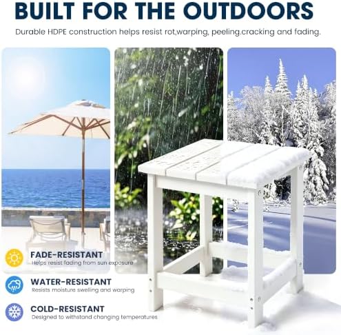 Patio Side Table, Heavy Duty HDPE Outdoor End Table - Image 4