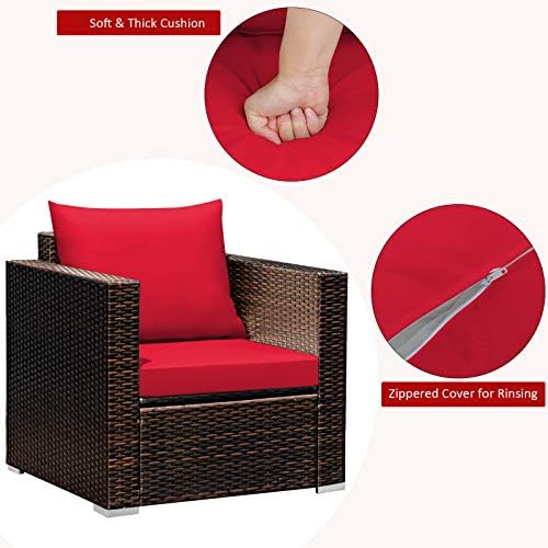 Tangkula 3 Pieces Patio Furniture Set, Outdoor Conversation Rattan Furniture - Image 6