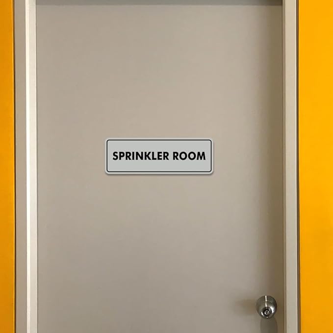 Signs ByLITA Standard Sprinkler Room Sign (Black) - Large 2 Pack