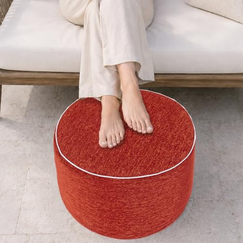 Patio Outdoor Ottoman, Burnt Orange, Pouf Footstool - Image 6