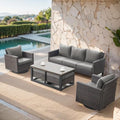 6 Piece Outdoor Furniture Patio Wicker Sofa Set, Oversize Outdoor Swivel Rocker by Belord