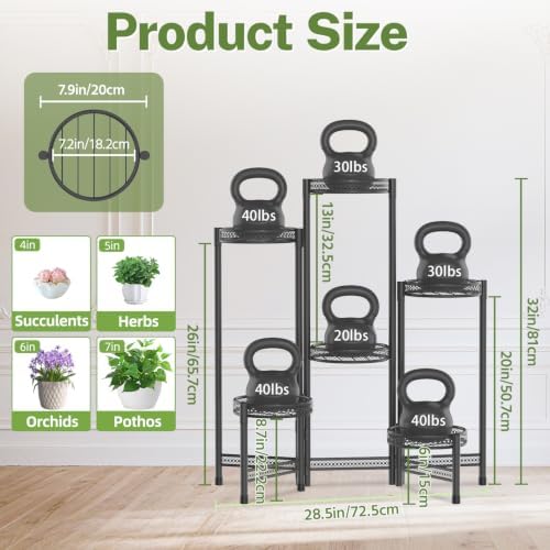 Plant Stand Indoor Outdoor, 6 Tier Iron Corner Shelf - Image 4