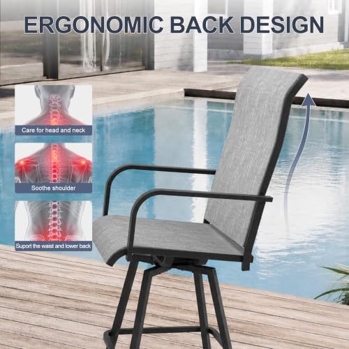 Outdoor Bar Stools Set of 6, All-Weather Swivel Patio Bar Chairs - Image 7