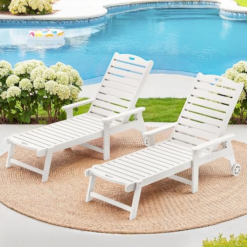 LUE BONA Outdoor Chaise Lounge Chairs Set of 2, 5-Position by LUEBONA