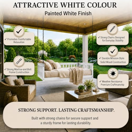 Amish Made Twin White Hanging Daybed, Made in USA - Image 2