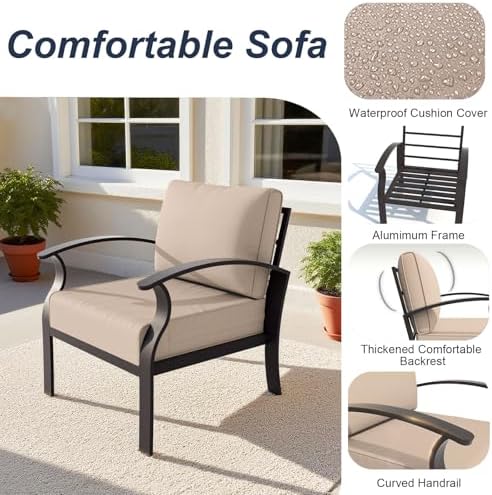 ALAULM Aluminum 2-Seat Patio Furniture Set, Metal Outdoor Furniture Sectional - Image 3