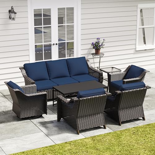 7 Piece Patio Furniture Set, Wicker Outdoor Conversation Set by Meetleisure-LeisureLiving