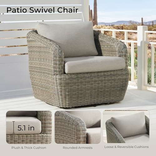 CHITA Patio Wicker Swivel Chairs, Outdoor Furniture Set, Fully Assembled - Image 5