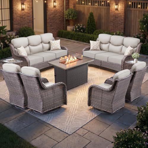 Luxury Swivel Rocker Chairs Fire Pit Set by Artfurniz