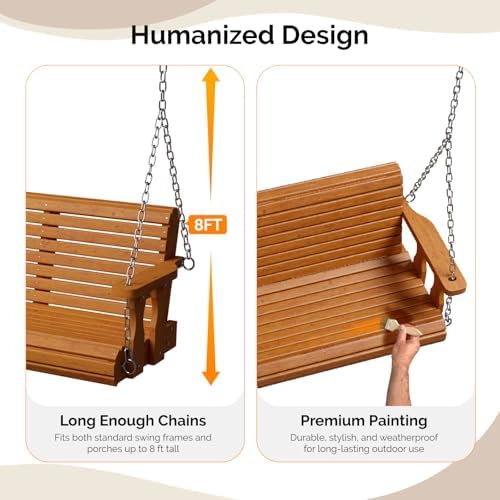 VINGLI 2026 Upgraded 5 FT Wooden Porch Swing, 880 LBS Heavy Duty - Image 3