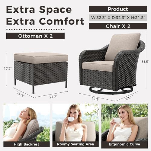 4 Piece Patio Furniture Set, Wicker Outdoor Conversation Set - Image 2
