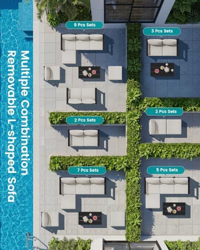 SERWALL HDPE Outdoor Loveseat Sofa, Outdoor 2 Pieces Single Sofa - Image 5