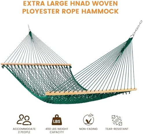 Lazy Daze 13 Ft Double Handwoven Polyester Rope Hammock - Image 3
