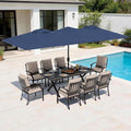 10-Pieces Patio Conversation Set, Metal Outdoor Furniture Set Includes 13.6FT by TrumbeakFurniture