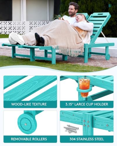 SERWALL HDPE Outdoor Chaise Lounge Set of 2 - Image 6