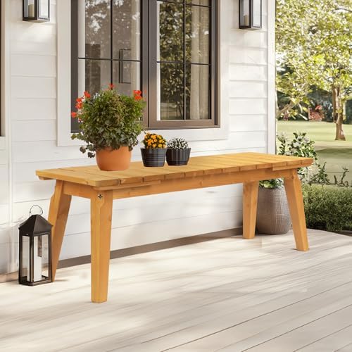 VINGLI Outdoor Wood Bench, Outdoor Bench - Image 2