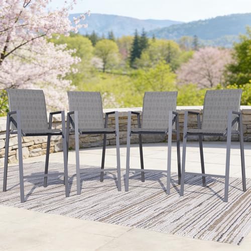 Outdoor Bar Stools Set of 6, Stackable Patio Bar Chairs, Bistro Chairs - Image 2