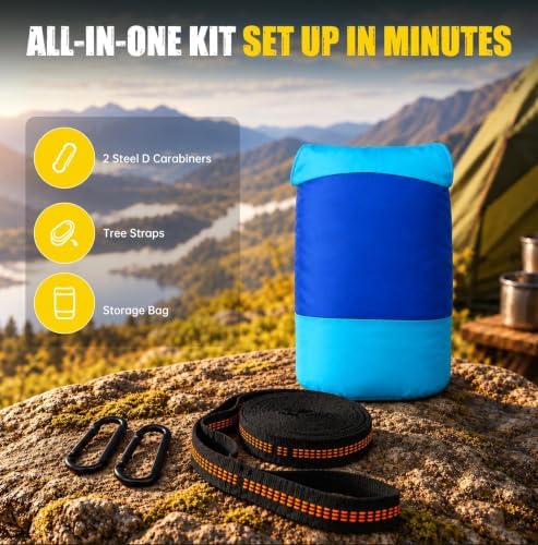 Camping Hammock with Mosquito Net, 500 Lbs Color Block Single Hammock - Image 3