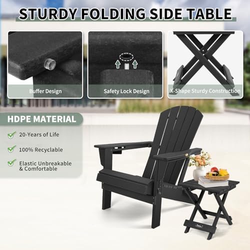 FUNBERRY Outdoor Folding Adirondack Side Table, Patio End Table - Image 5